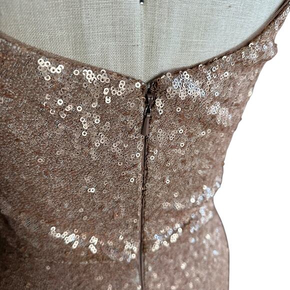REVELRY Matte Rose Gold Sequin Maxi Gown Dress Women's Size 2 Glam Sparkly - Picture 6 of 11